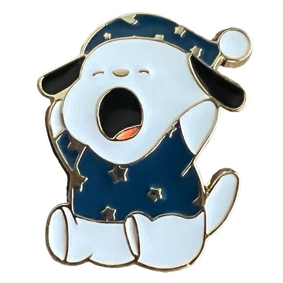 Kawaii Sleeping Pooch White Dog in Pajamas Enamel Pin - Picture 2 of 8